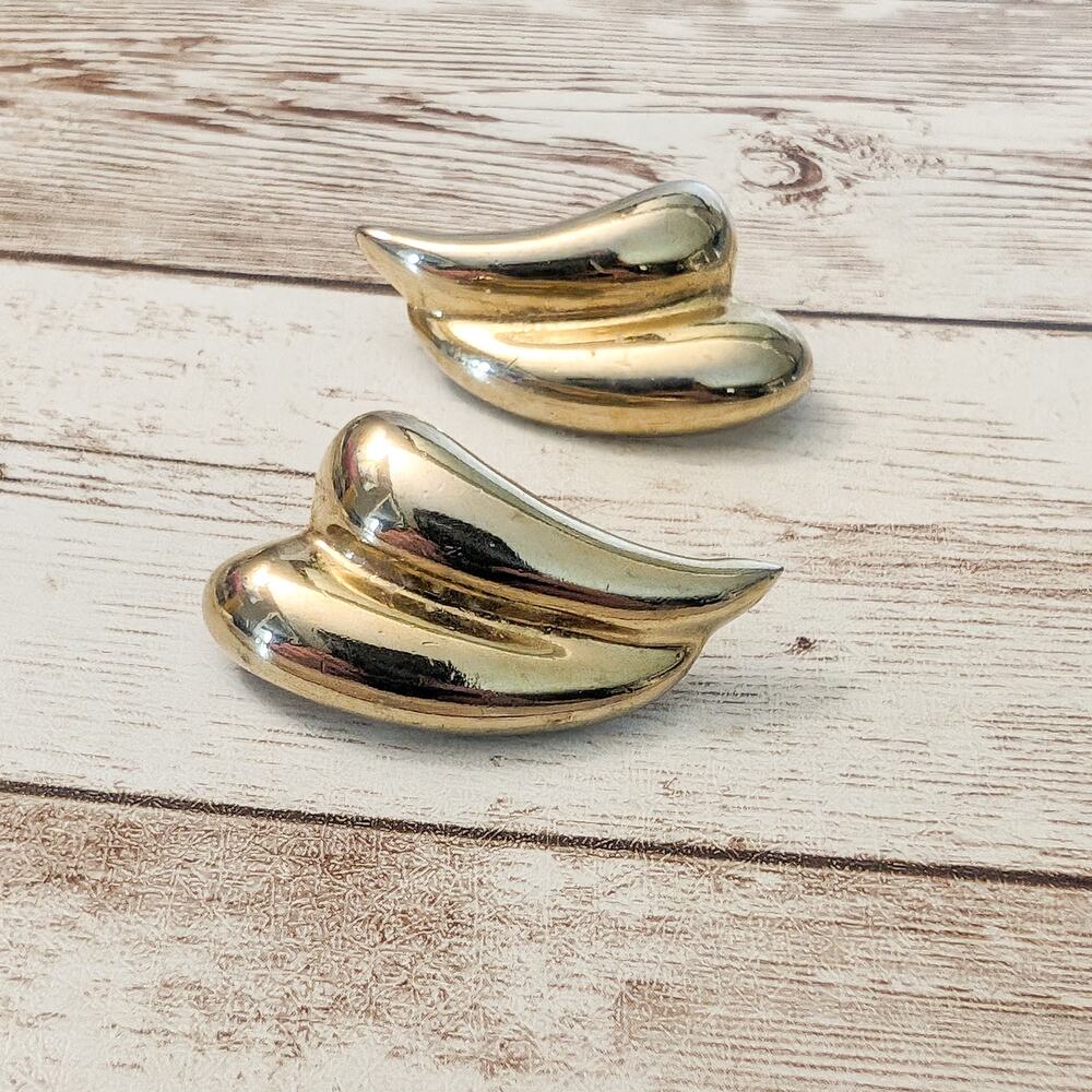 Vintage Earrings For Pierced Ears - 1 & 5/8" Double Swish - Fair Condition
